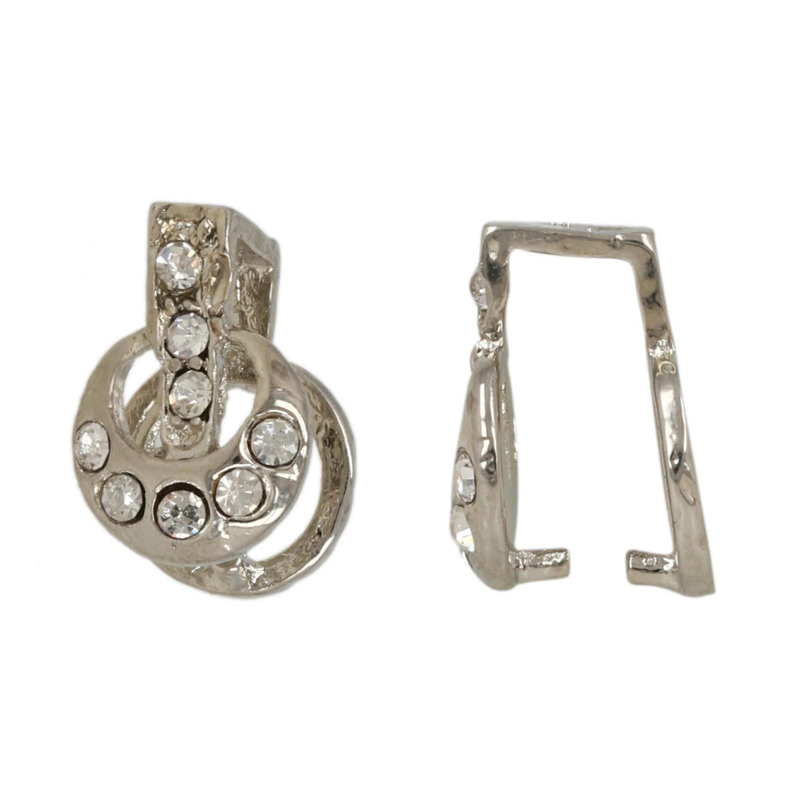 rhodium silver plated bail whit strass 13x8mm | 1pc