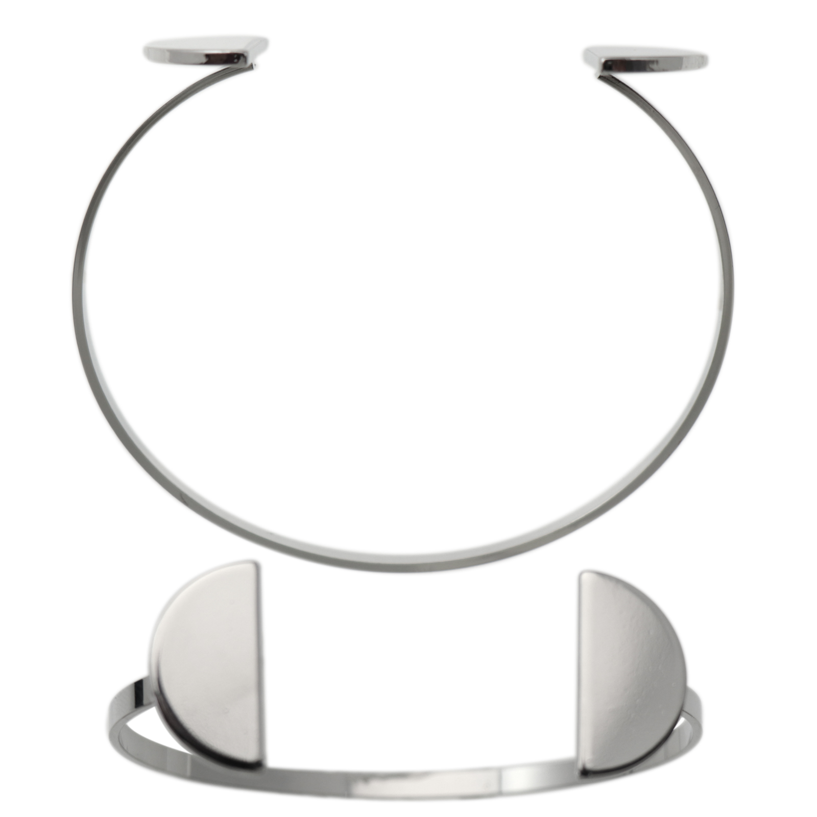 rhodium plated bracelet with 2 semicircle 20mm | 1pc