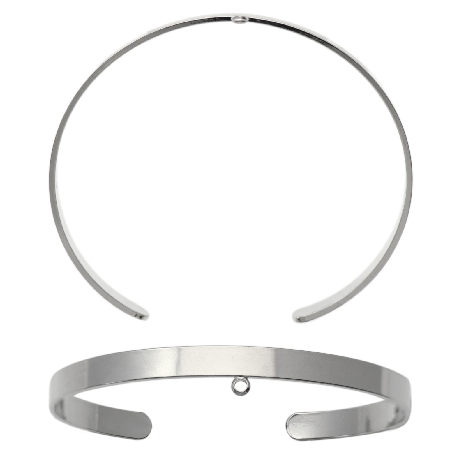 rhodium plated bracelet with jumpring 55x5mm | 1pc