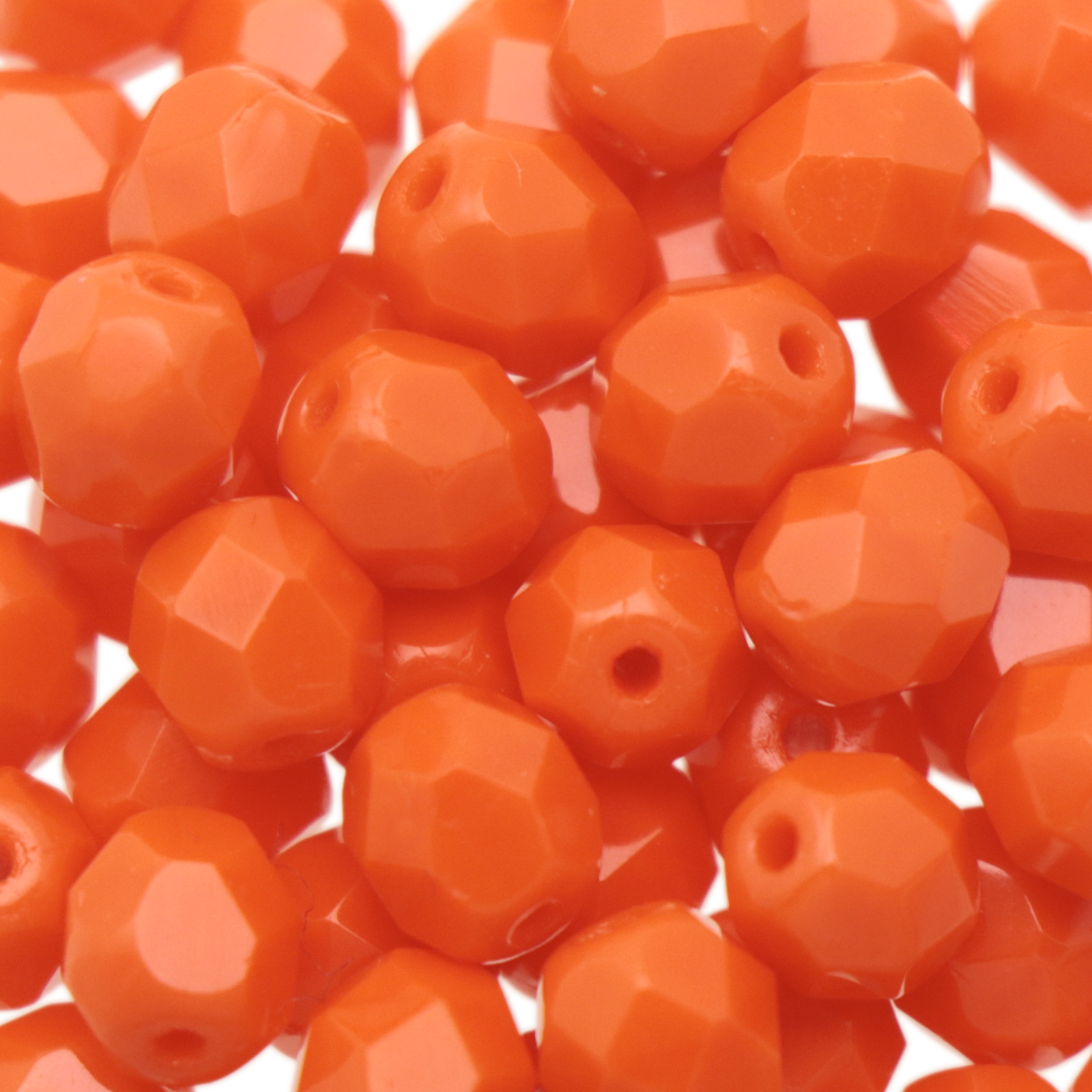 czech fire-polished round beads opaque bright orange 6mm | 25pc