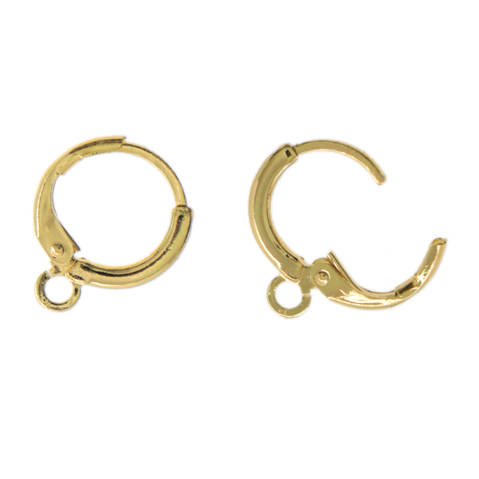 gold plated leverback hoop earring 10x1,2mm with 1 jumpring | 2pc