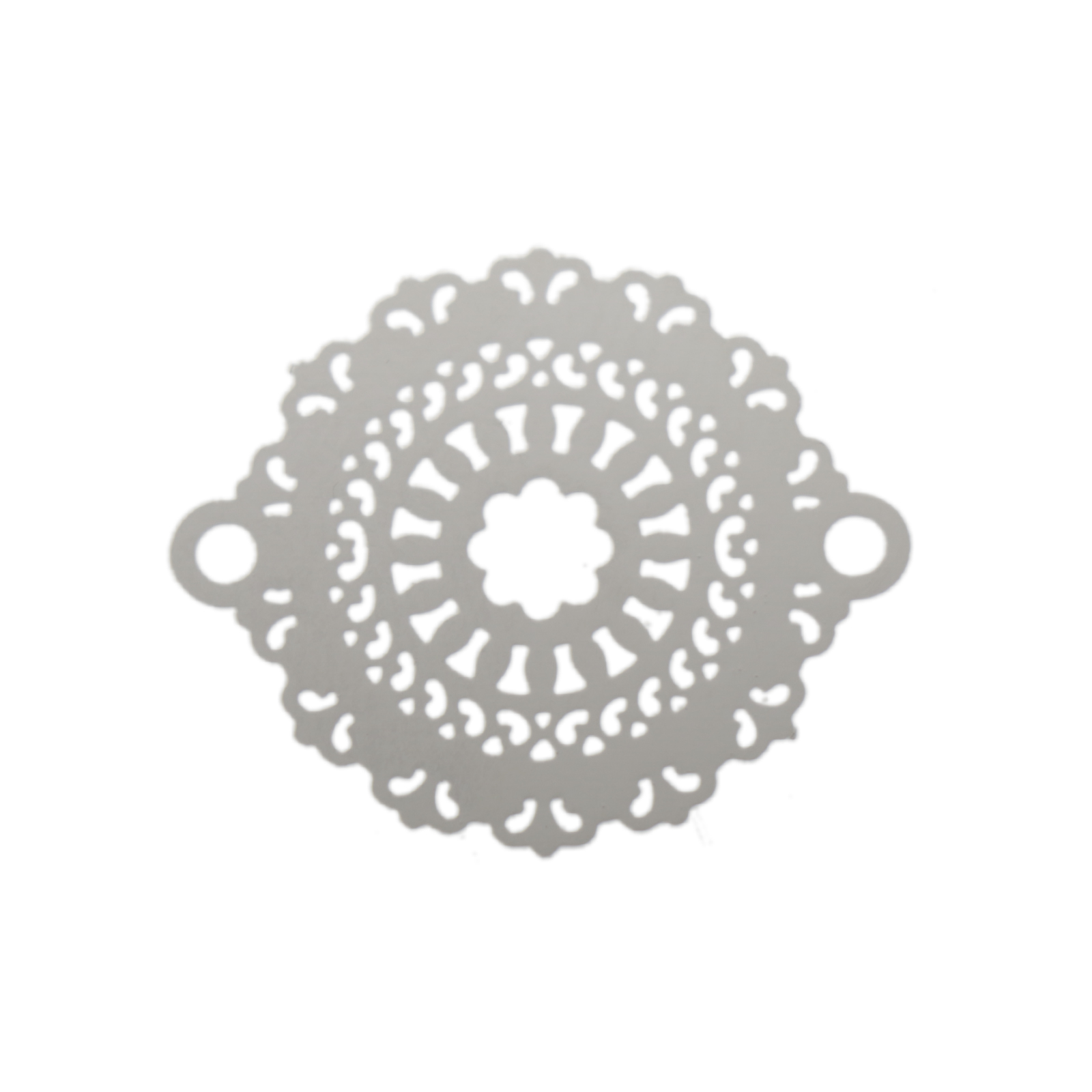 rhodium silver plated laser cut filigree - flower 23x18mm | 2pc