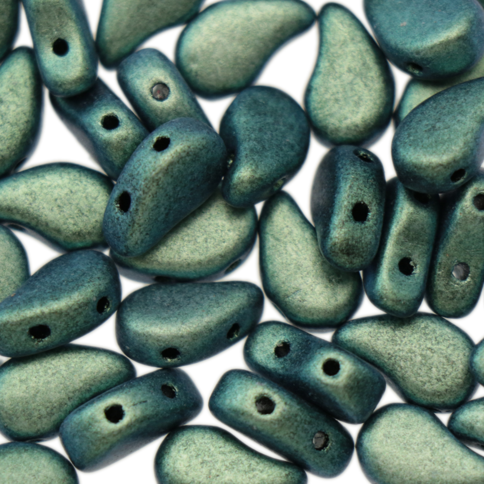 paisley duo beads polychrome mint & chocolate 8x5mm | 10gr