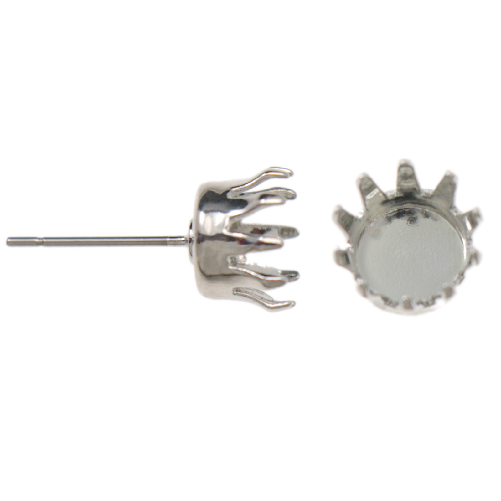 rhodium silver plated post earrings with chaton ss39 (8,41mm) setting 9mm | 2pc