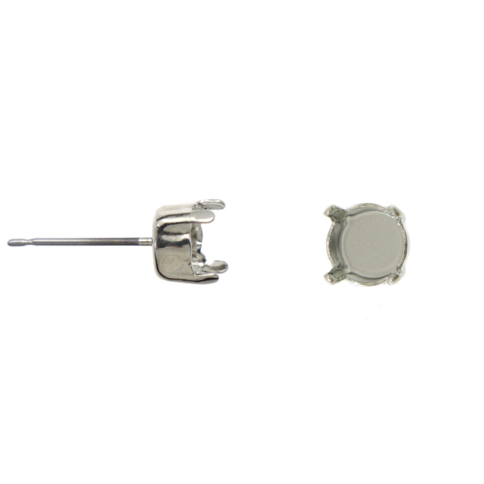 rhodium silver plated post earrings with chaton ss29 (6,32mm) setting 6mm | 2pc