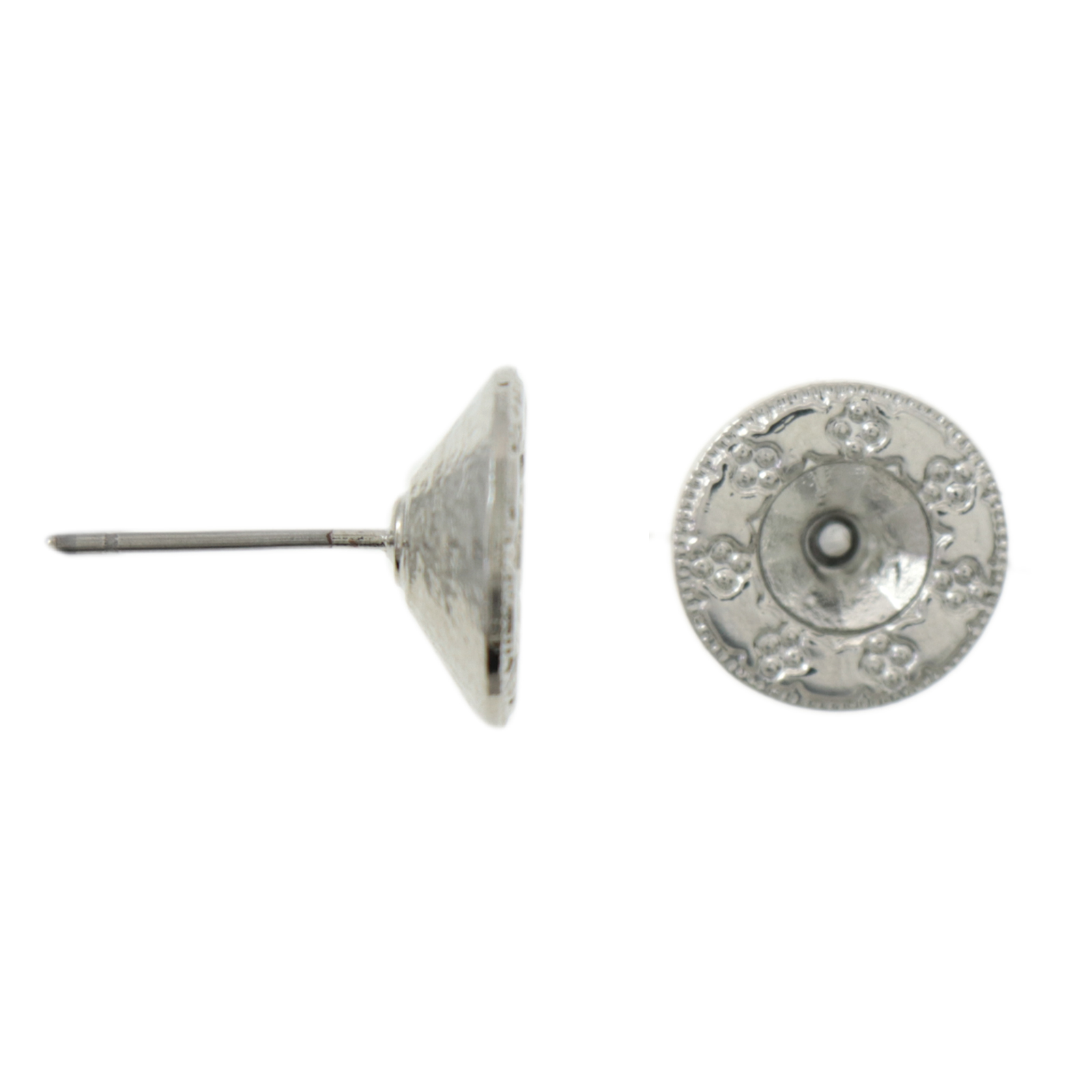 rhodium silver plated post earrings with chaton ss29 (6,32mm) setting 12mm | 2pc