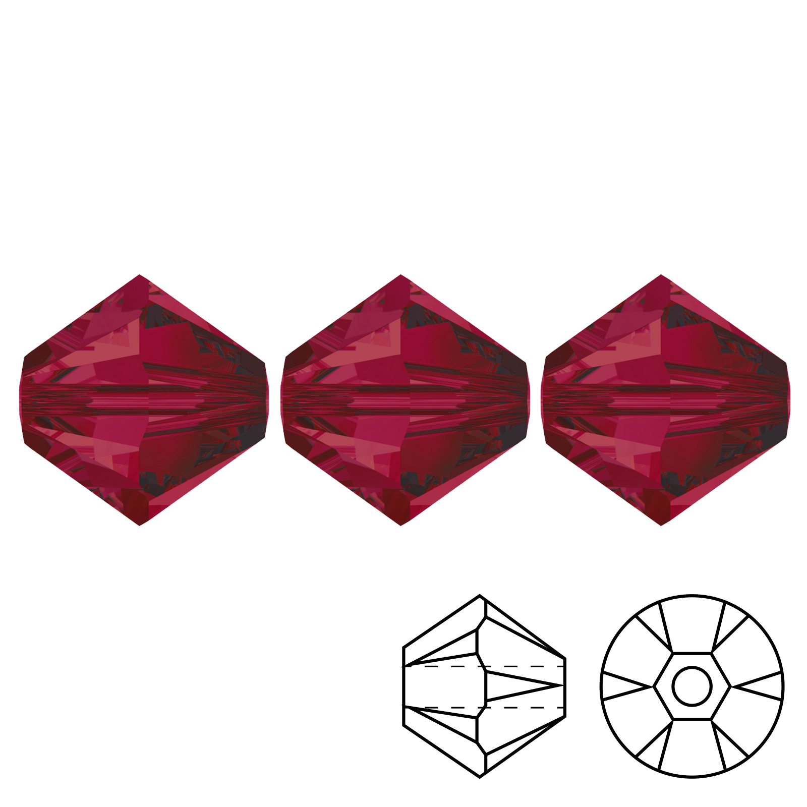 kristall doppelkegel (5328) ruby 6mm | 20st