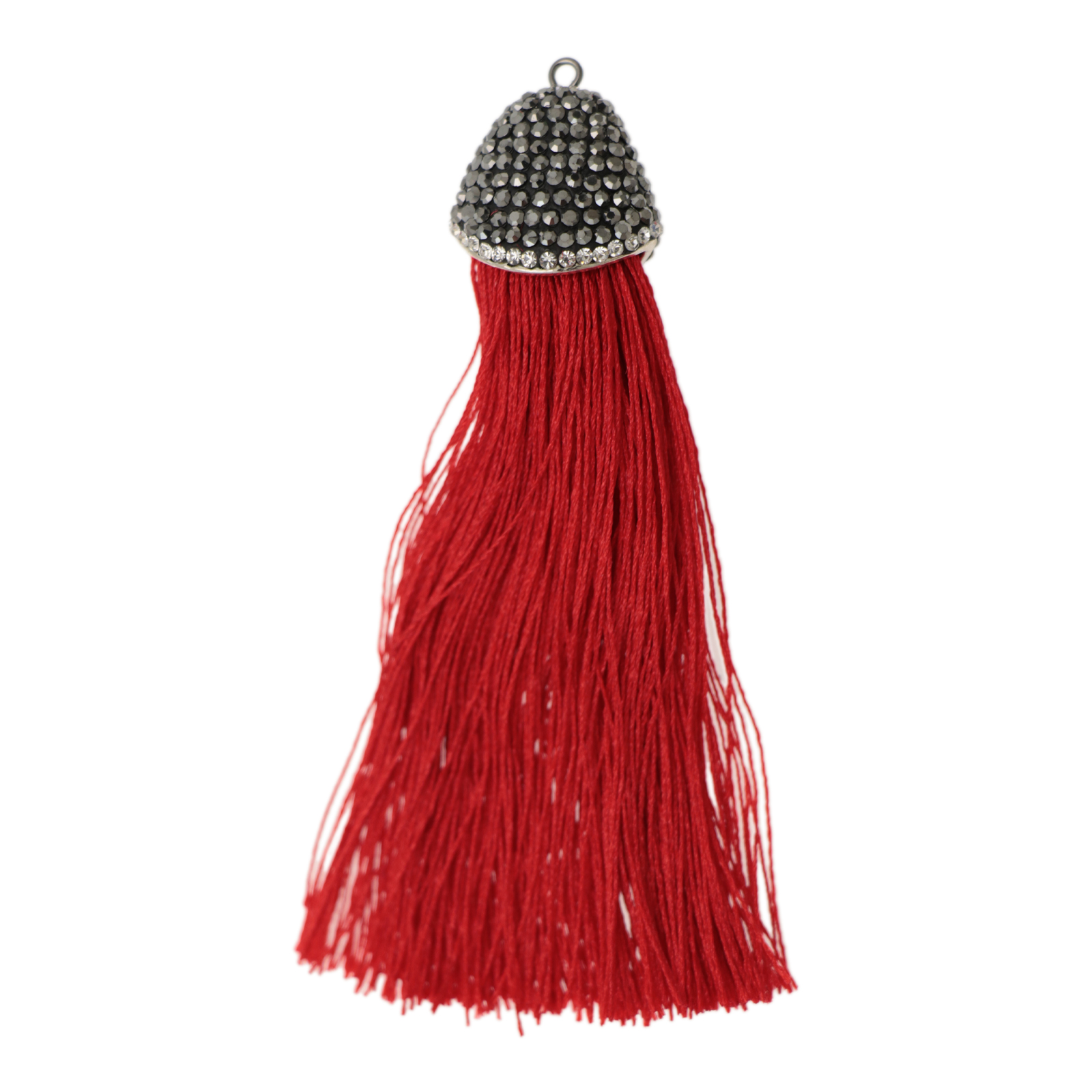 triangle cup marcasite tassel - red polyester 95mm | 1pc