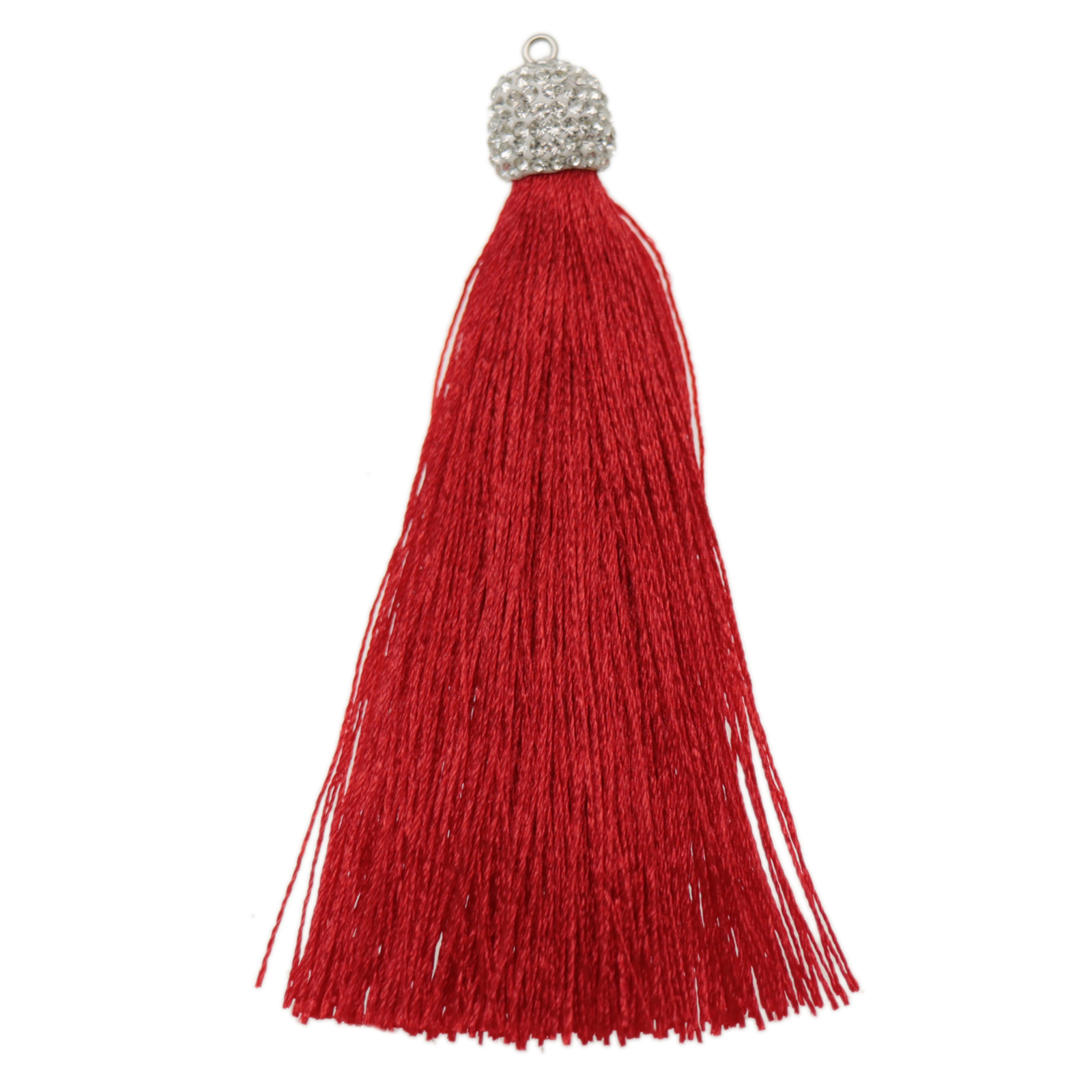 crystal cup marcasite tassel - red polyester 90mm | 1pc