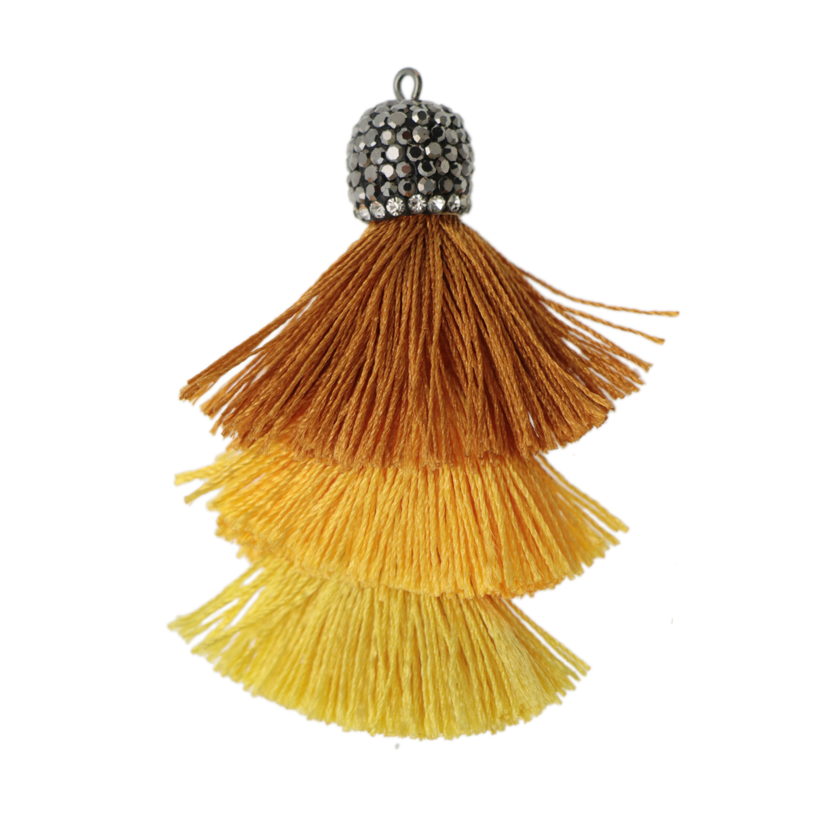 marcasite multi tassel - yellow polyester 60cm | 1pc