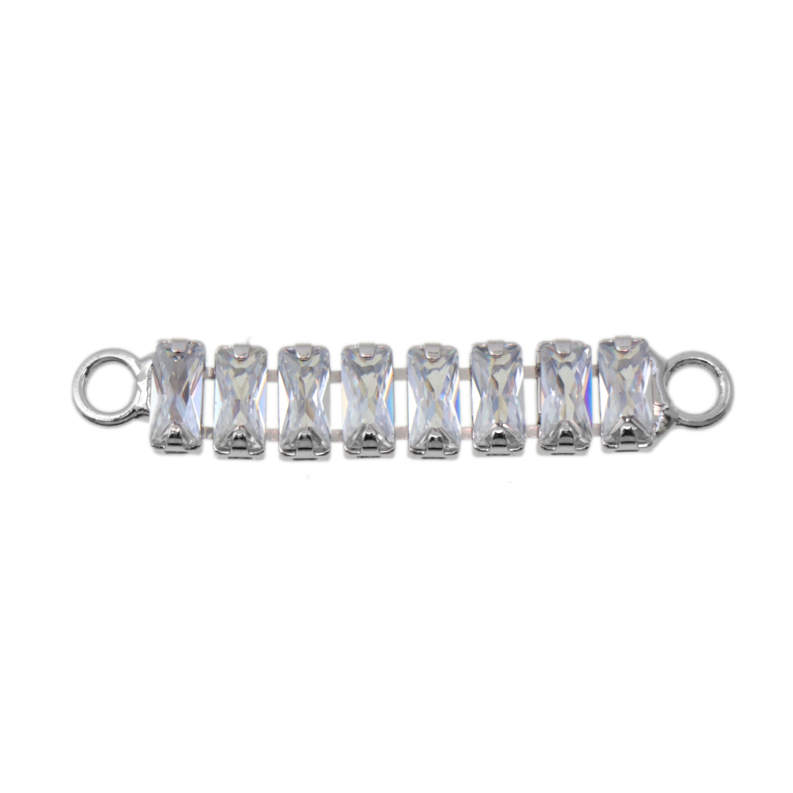 crystal cubic zirconia chic strass chain link rhodium silver plated 32mm | 1pc