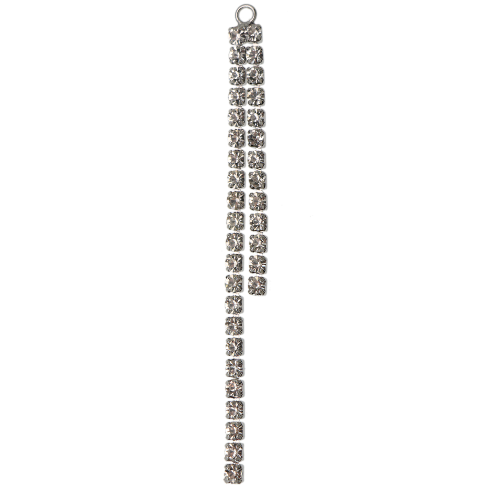crystal double chic strass chain pendant rhodium silver plated 95mm | 1pc