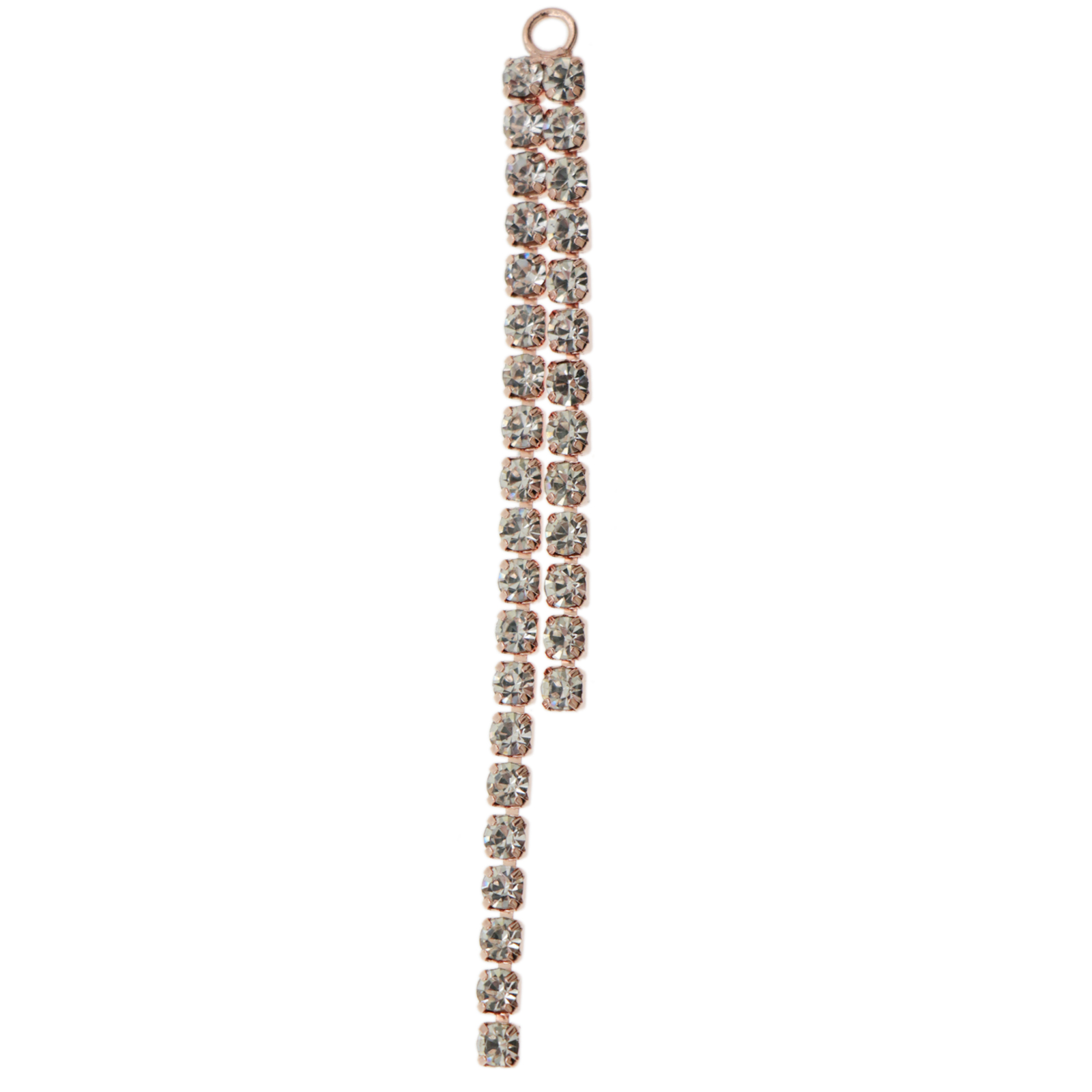 crystal double chic strass chain pendant rose gold plated 85mm | 1pc