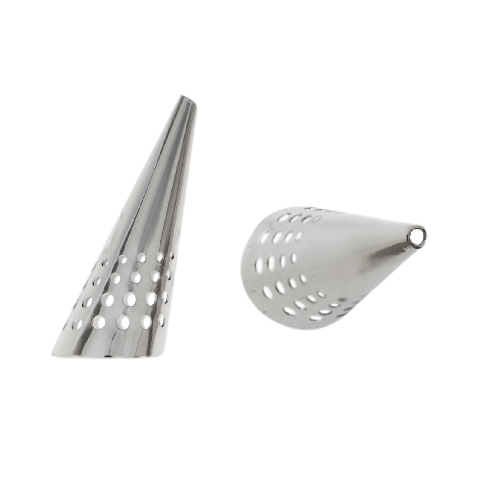rhodium silver plated cone 32x11mm | 1pc