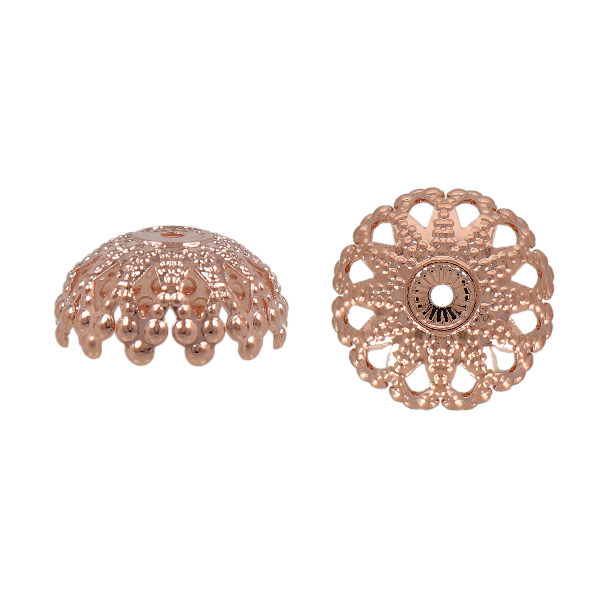 perlenkappe rose gold filigran 12mm | 4st