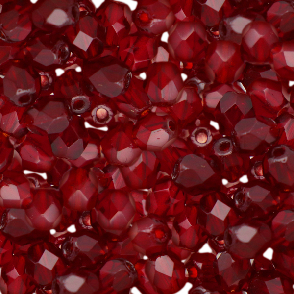 czech fire-polished round beads ruby 8mm | 25pc