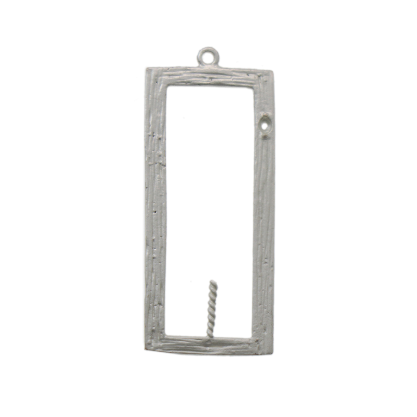 romance edition matte silver half-drilled pendent rectangle 30x13mm | 2pc