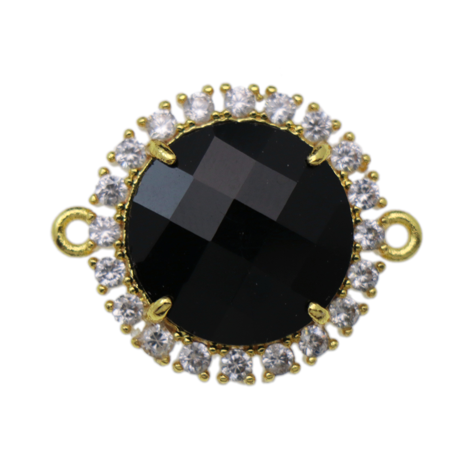 jet chic strass link gold plated round 22mm | 1pc