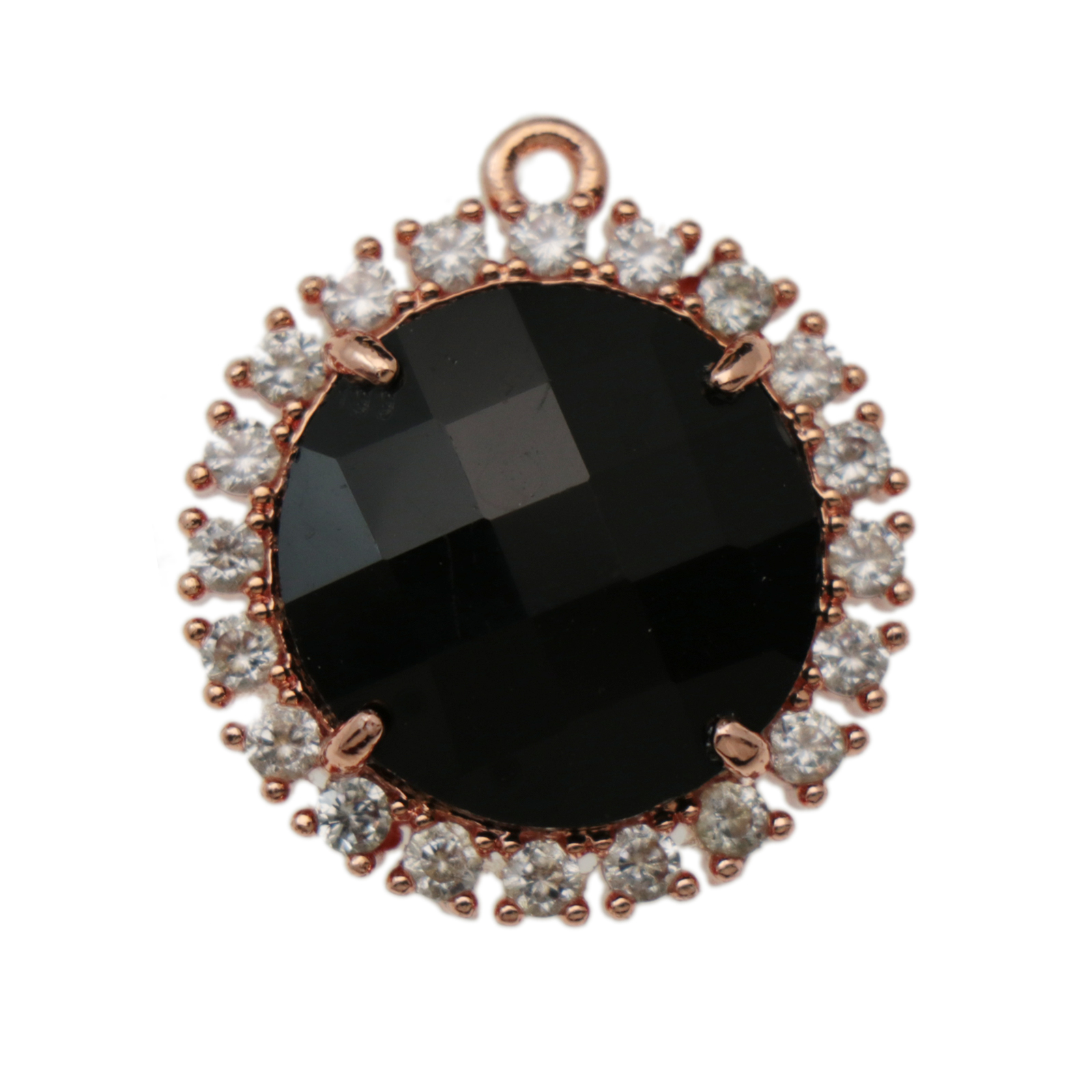 jet chic strass pendent rose gold plated round 22mm | 1pc