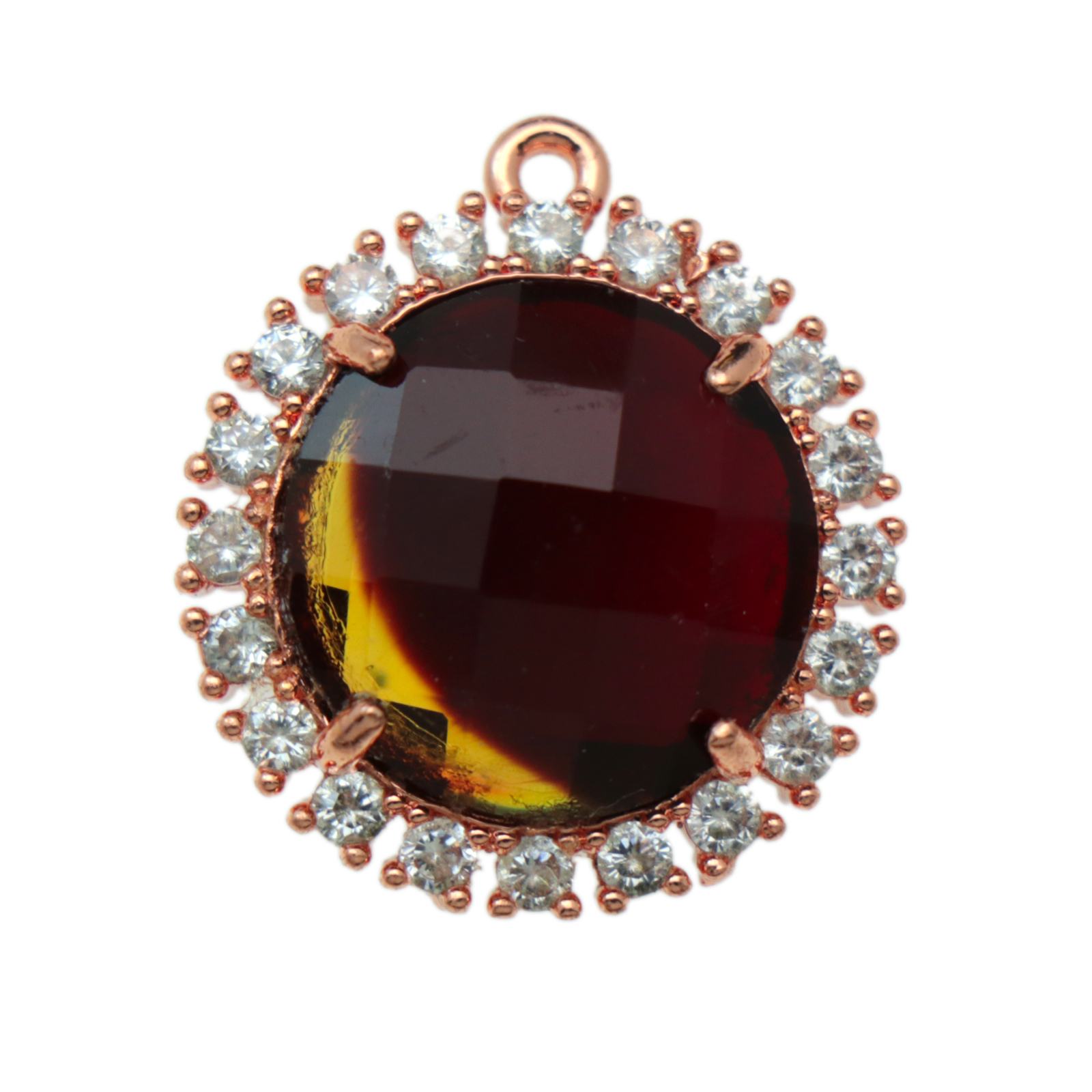 anhänger chic strass light siam rose gold runde 22mm | 1st