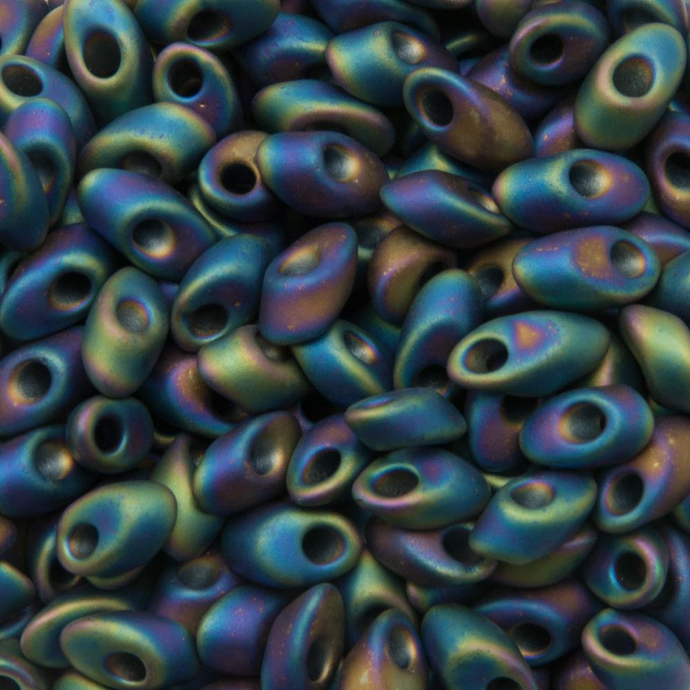 long magatama miyuki 7x4mm - matte black ab | 10gr