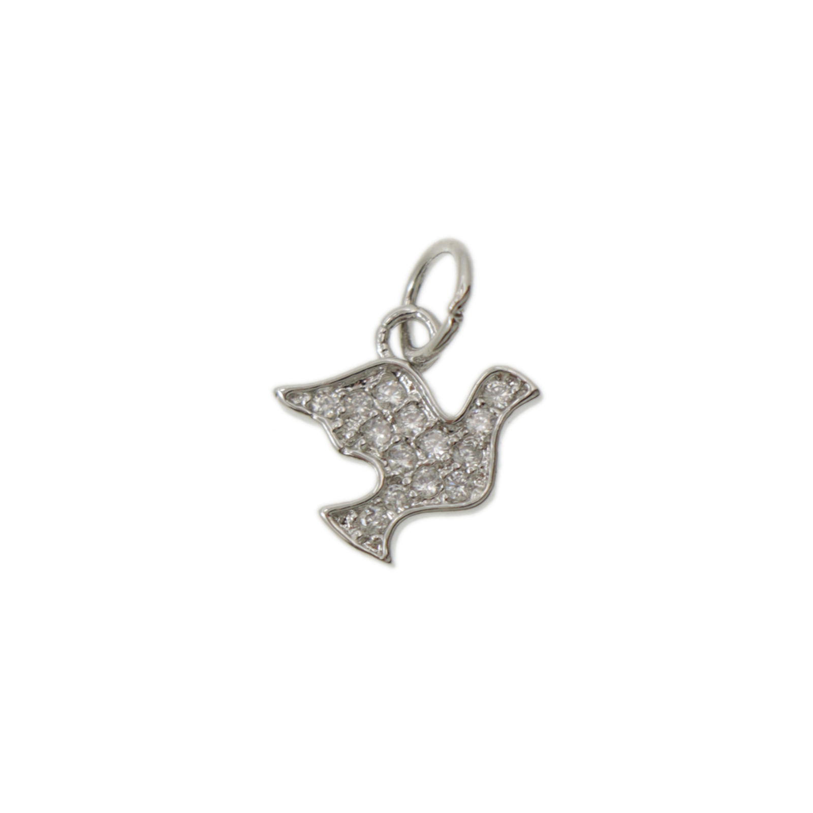 anhänger metal cz rhodium versilbert vogel 10mm | 1st