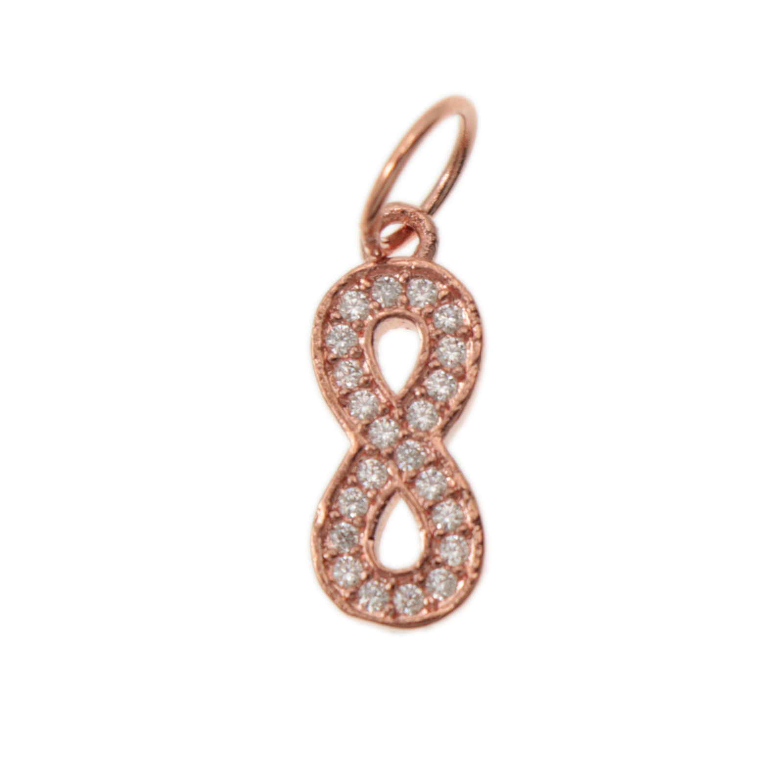 rose gold plated metal cz charm - infinity 16mm | 1pc