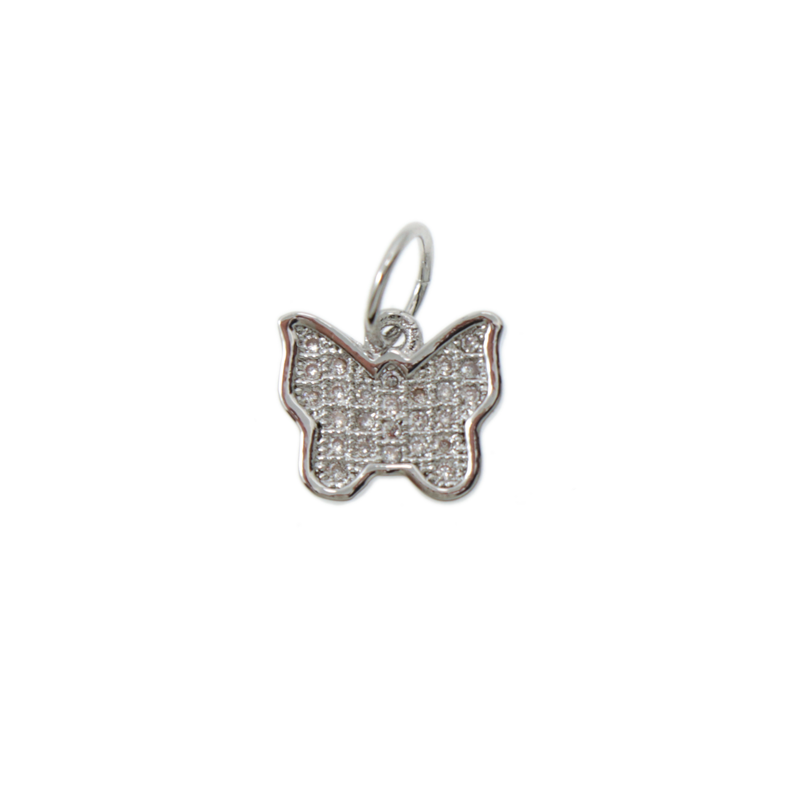 anhänger metal cz rhodium versilbert schmetterling 9mm | 1st
