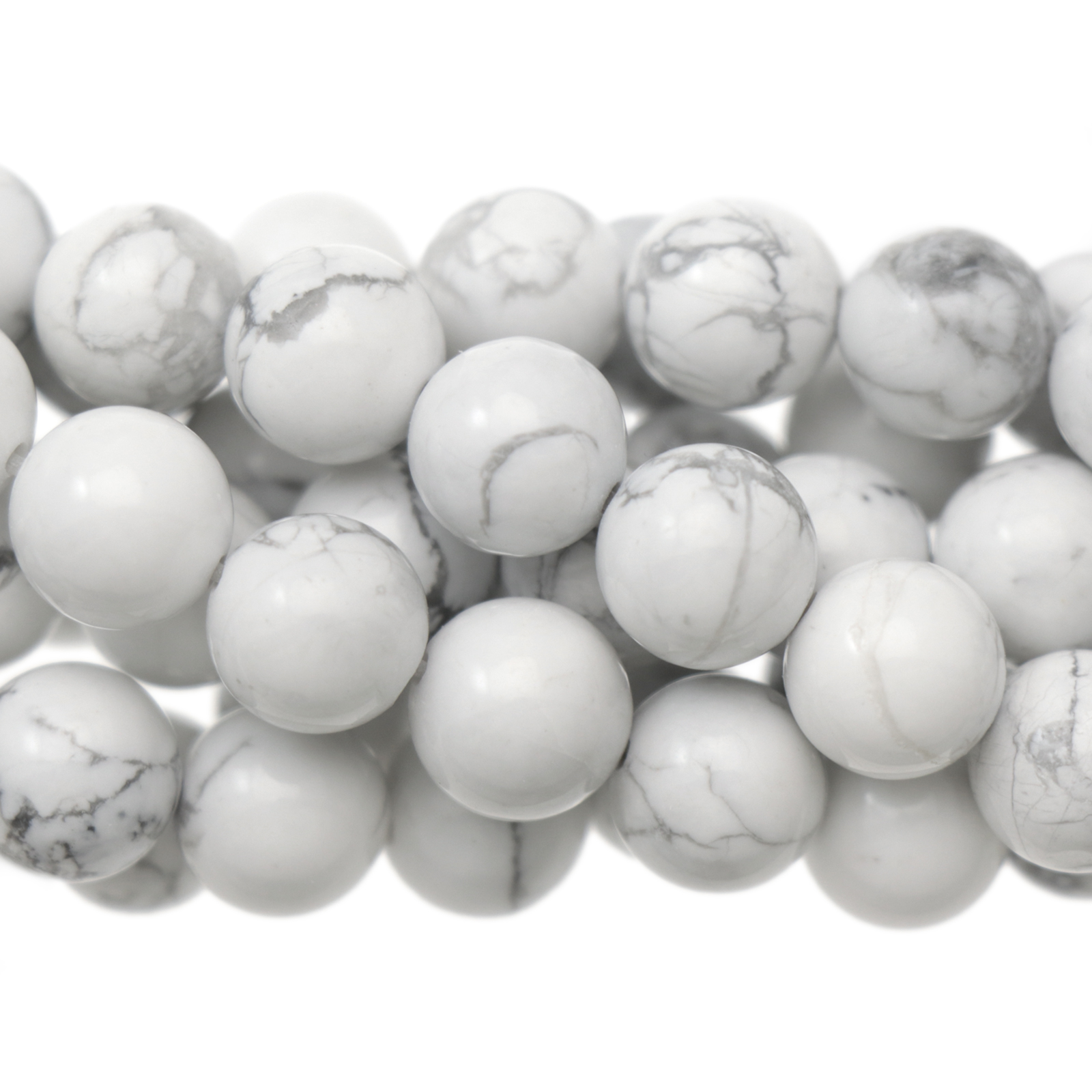 white howlite smooth round 10mm | 10pc