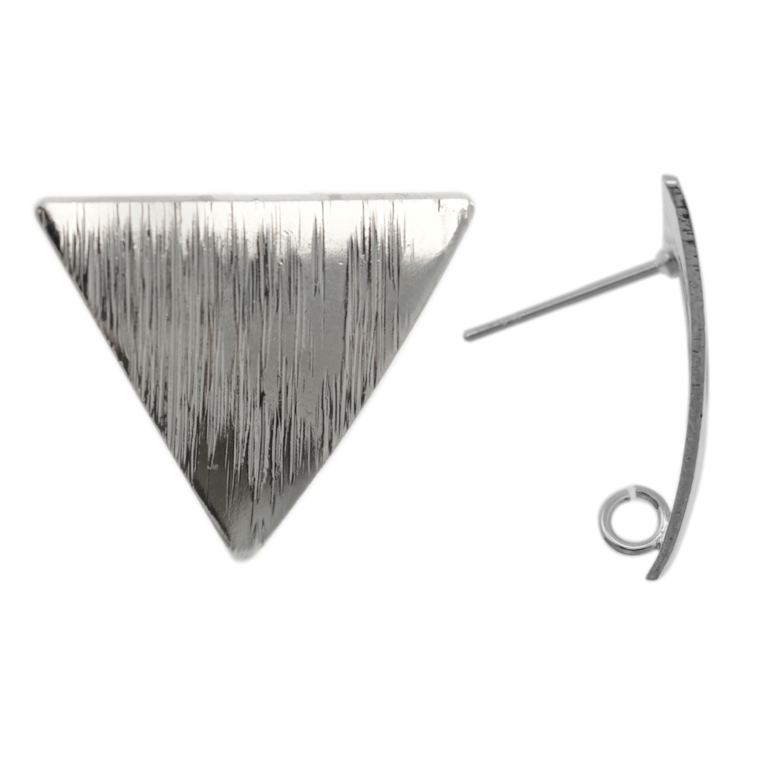 minimal jewelry post earrings rhodium silver plated triangle 20mm | 2pc