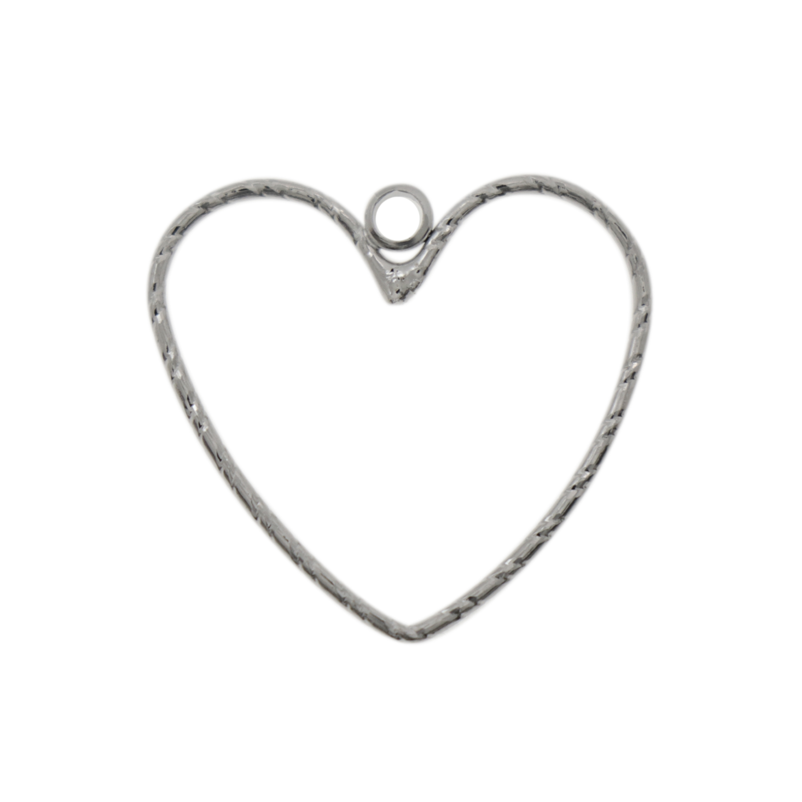 minimal jewelry rhodium silver plated open heart pendant 22x20mm | 2pc