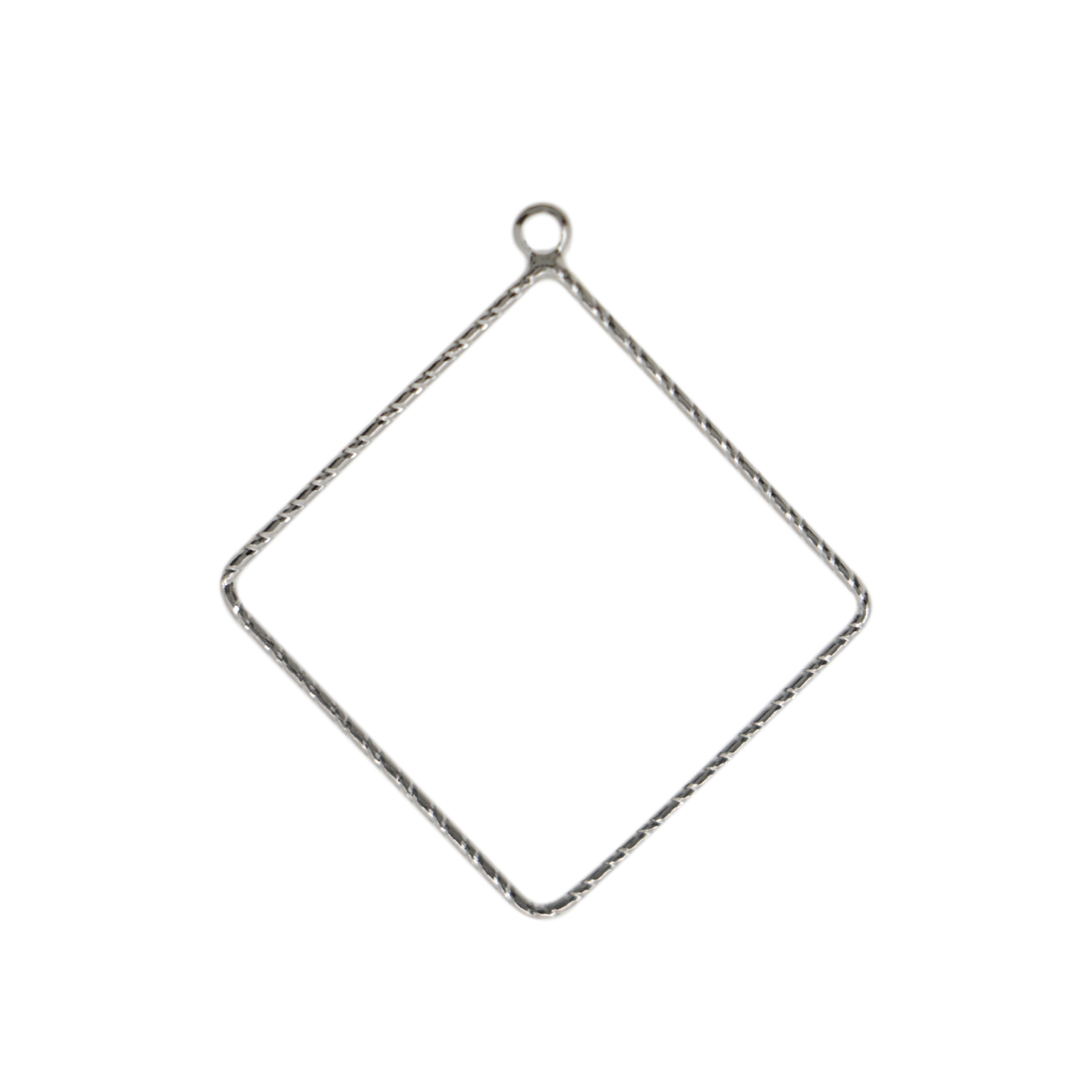 minimal jewelry rhodium silver plated open square pendant 25mm | 2pc