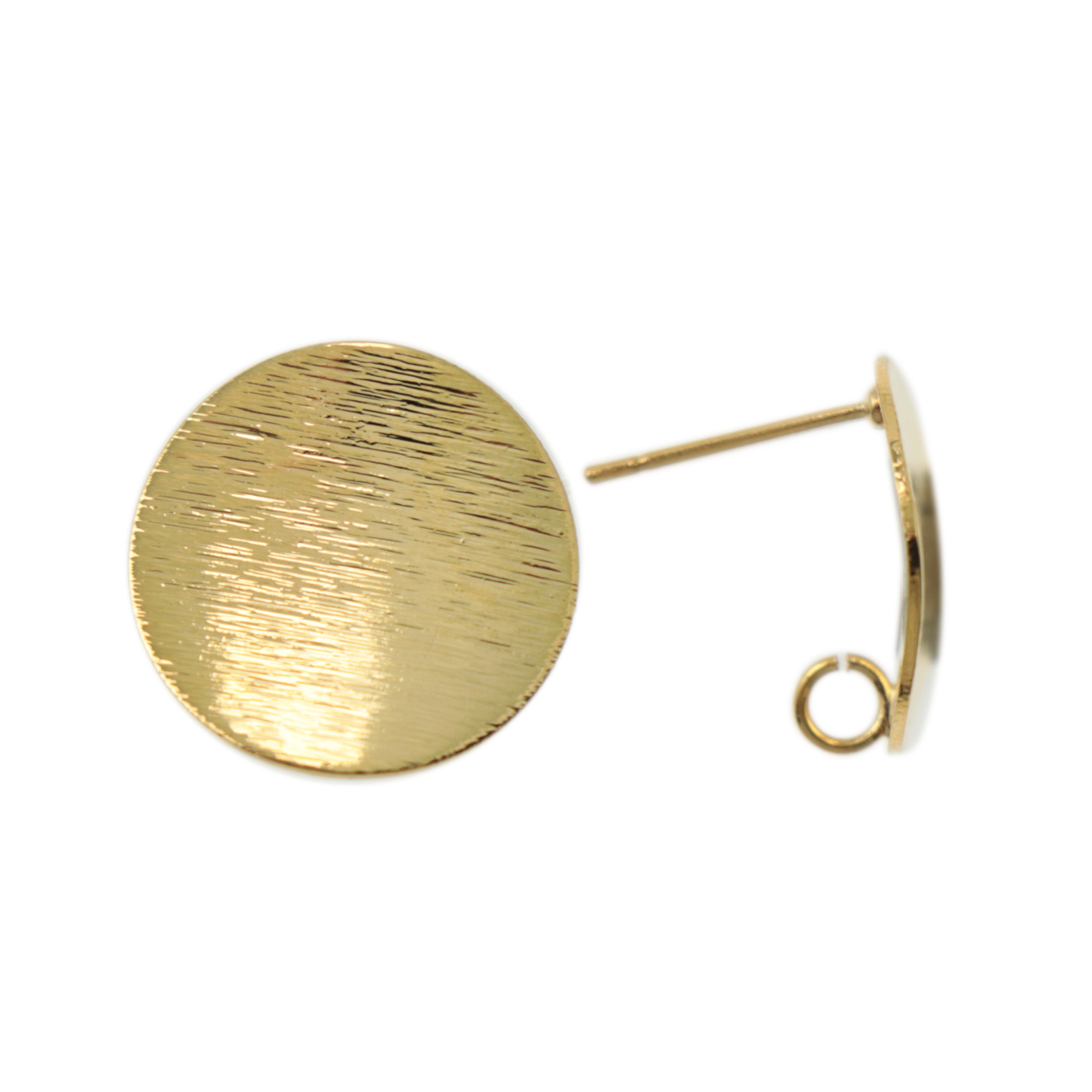 minimal jewelry post earrings gold plated coin 15mm | 2pc