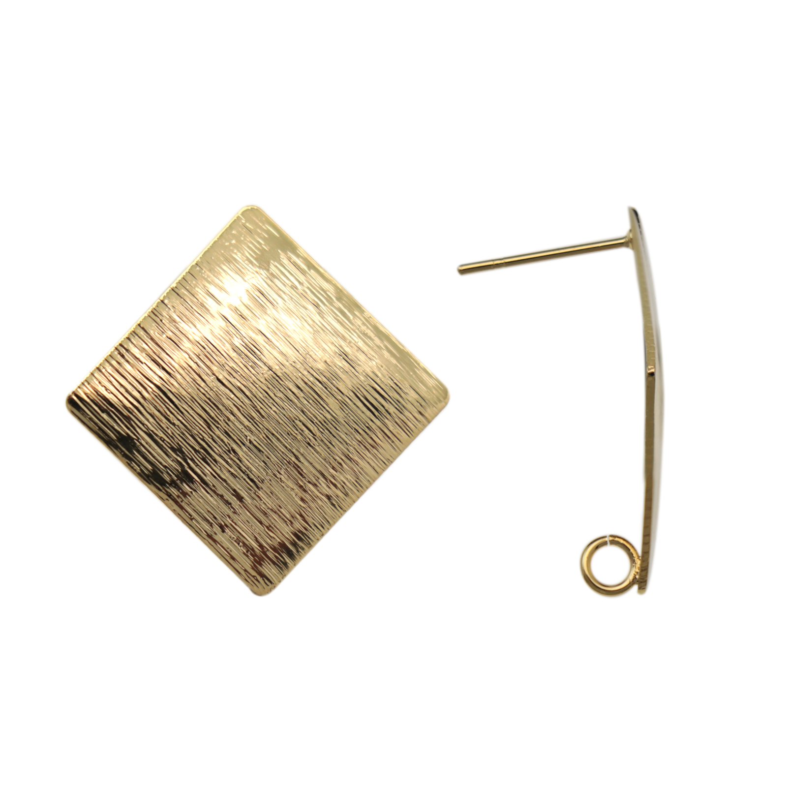 minimal jewelry post earrings gold plated diamond 26mm | 2pc