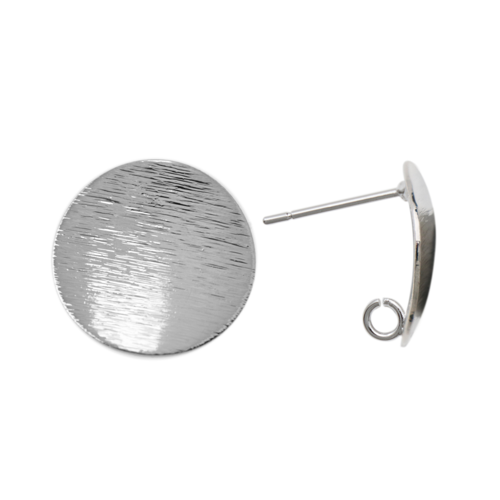 minimal jewelry post earrings rhodium silver plated coin 15mm | 2pc