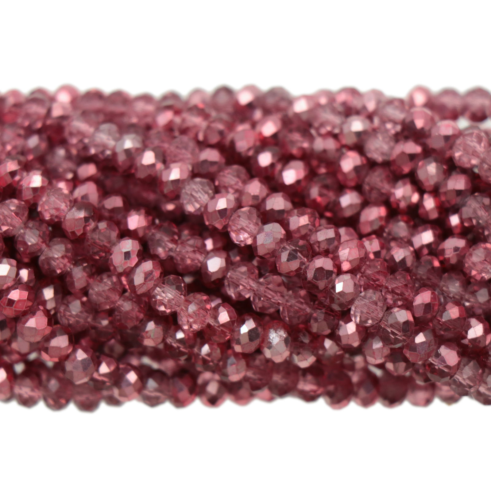 crystal/metallic pink chinese crystal faceted roundelle 4x3mm | 1 strand