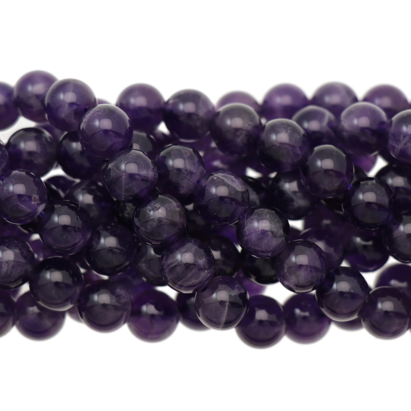 amethyst smooth round ab quality 8mm | 15/16-inch strand