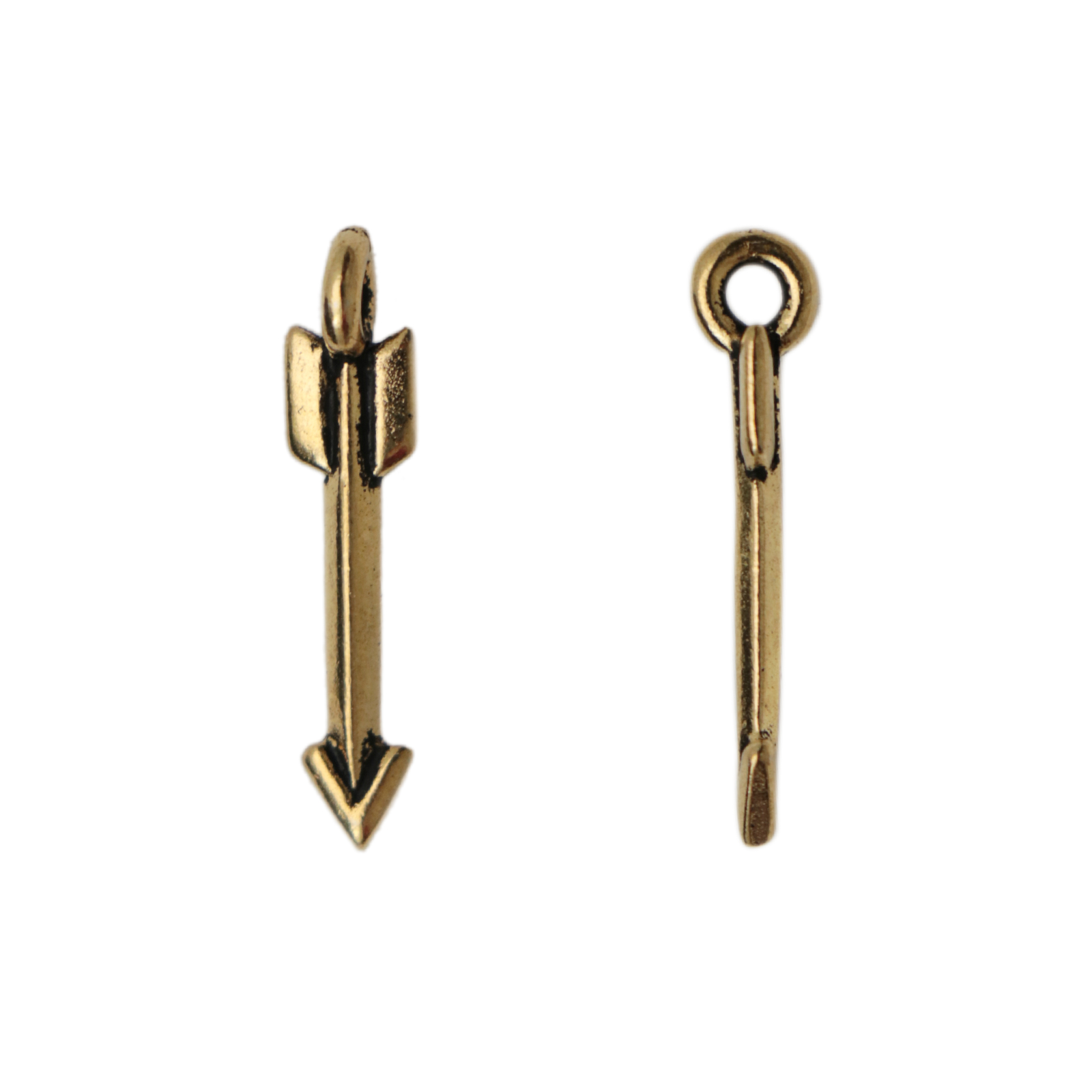 antique gold plated arrow charm 20x4mm | 2pc