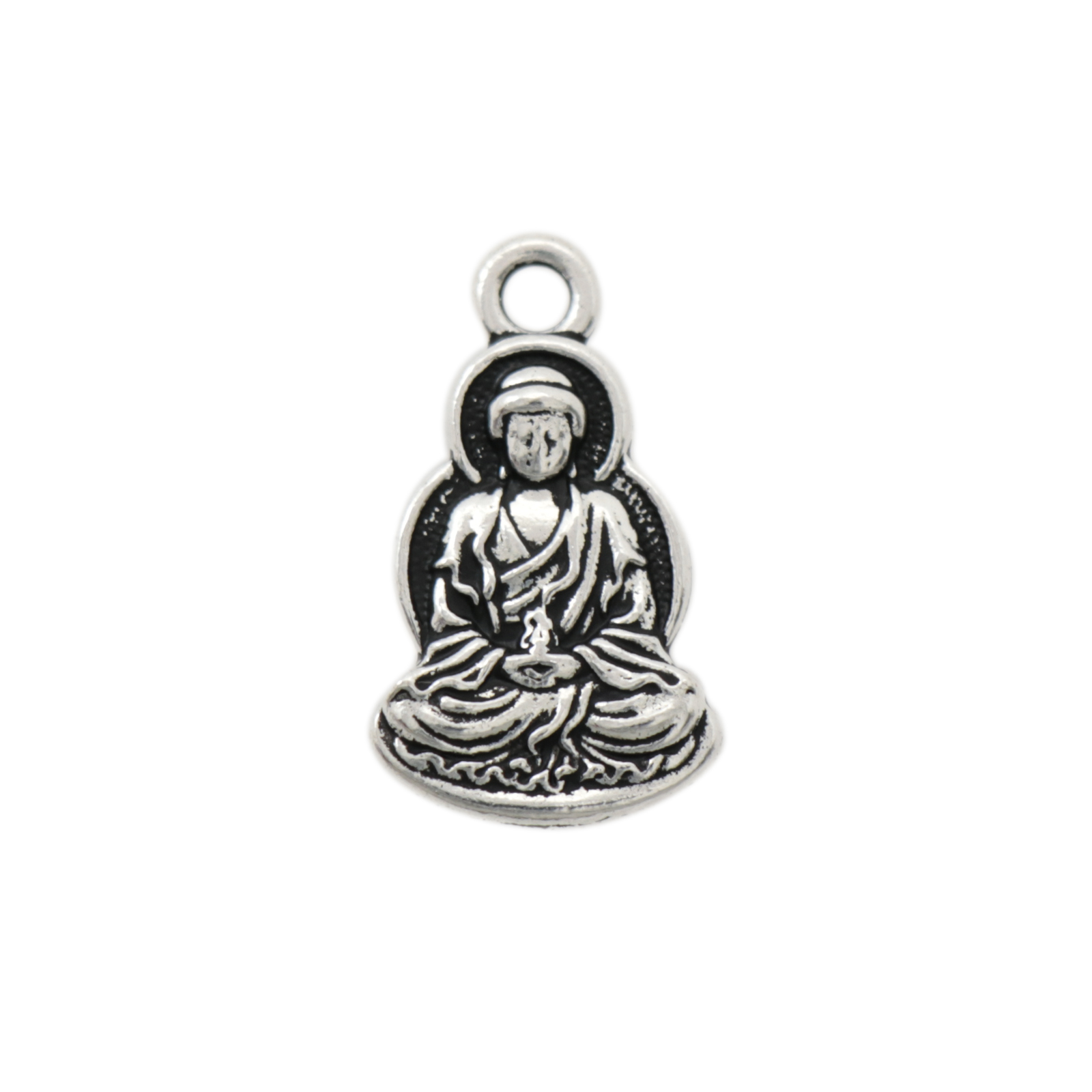 anhänger buddha antik versilbert 22x12mm | 1st