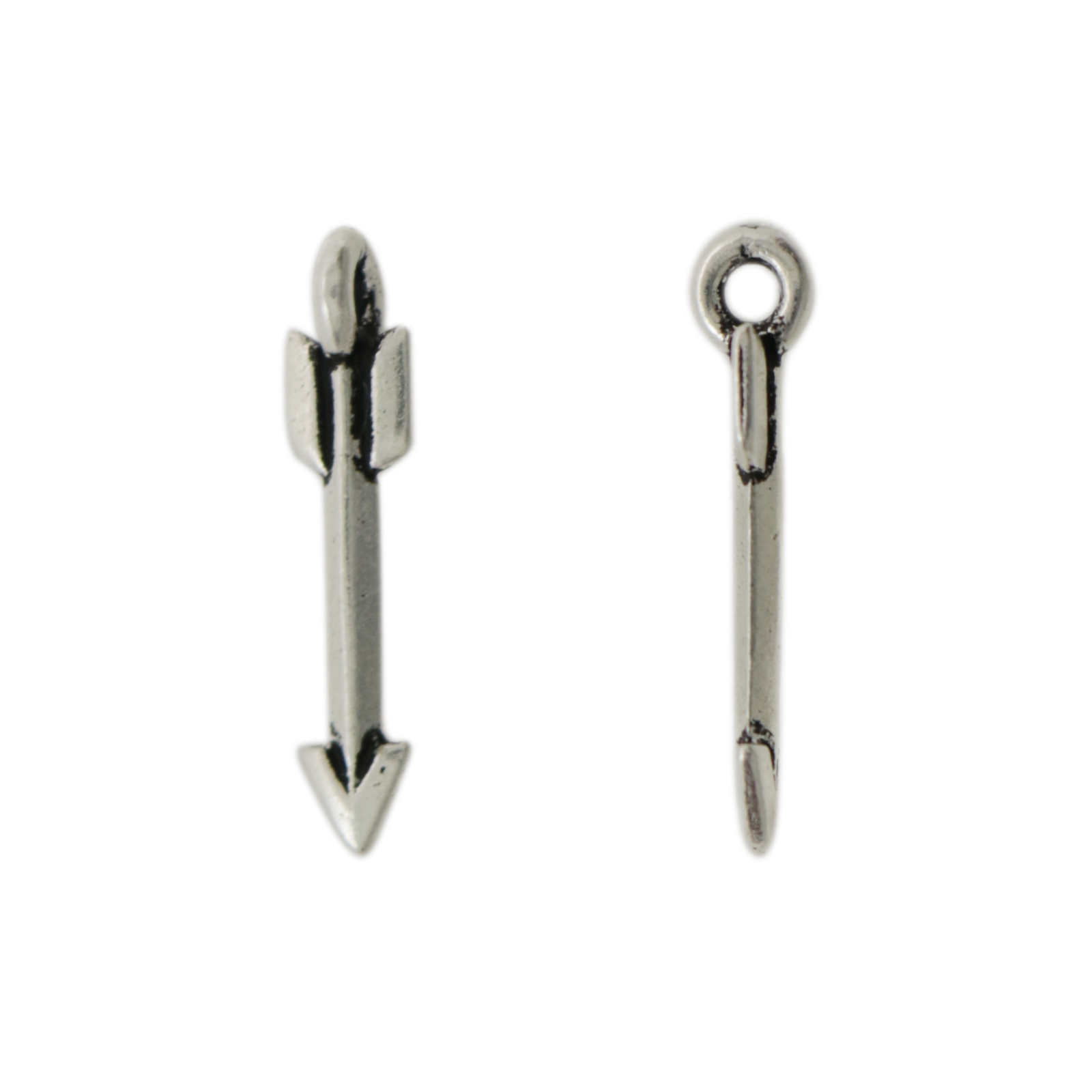 antique silver plated arrow charm 20x4mm | 2pc