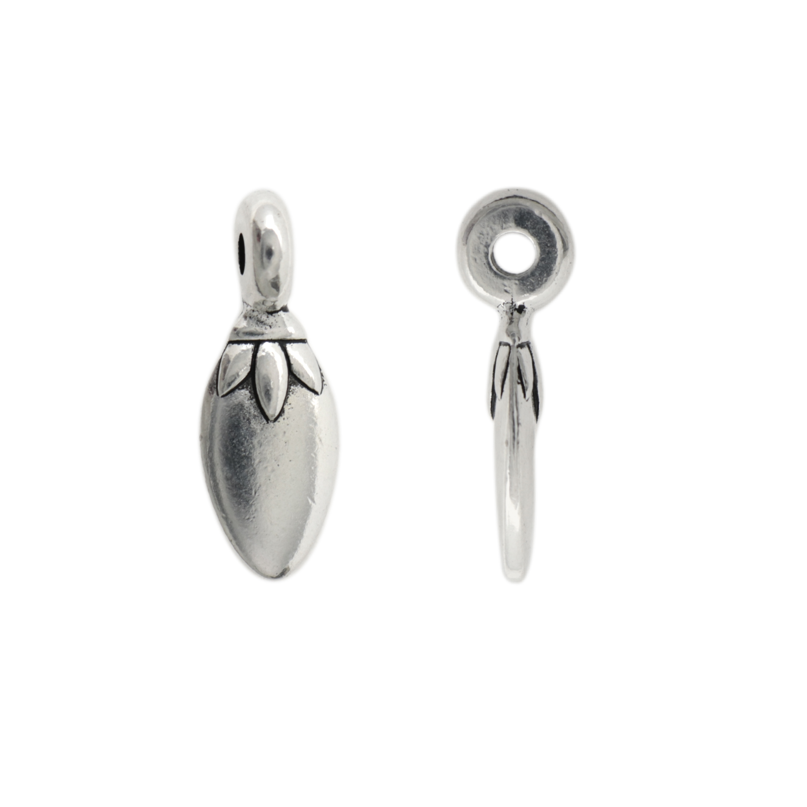 antique silver plated petal pendant 25x9mm | 1pc