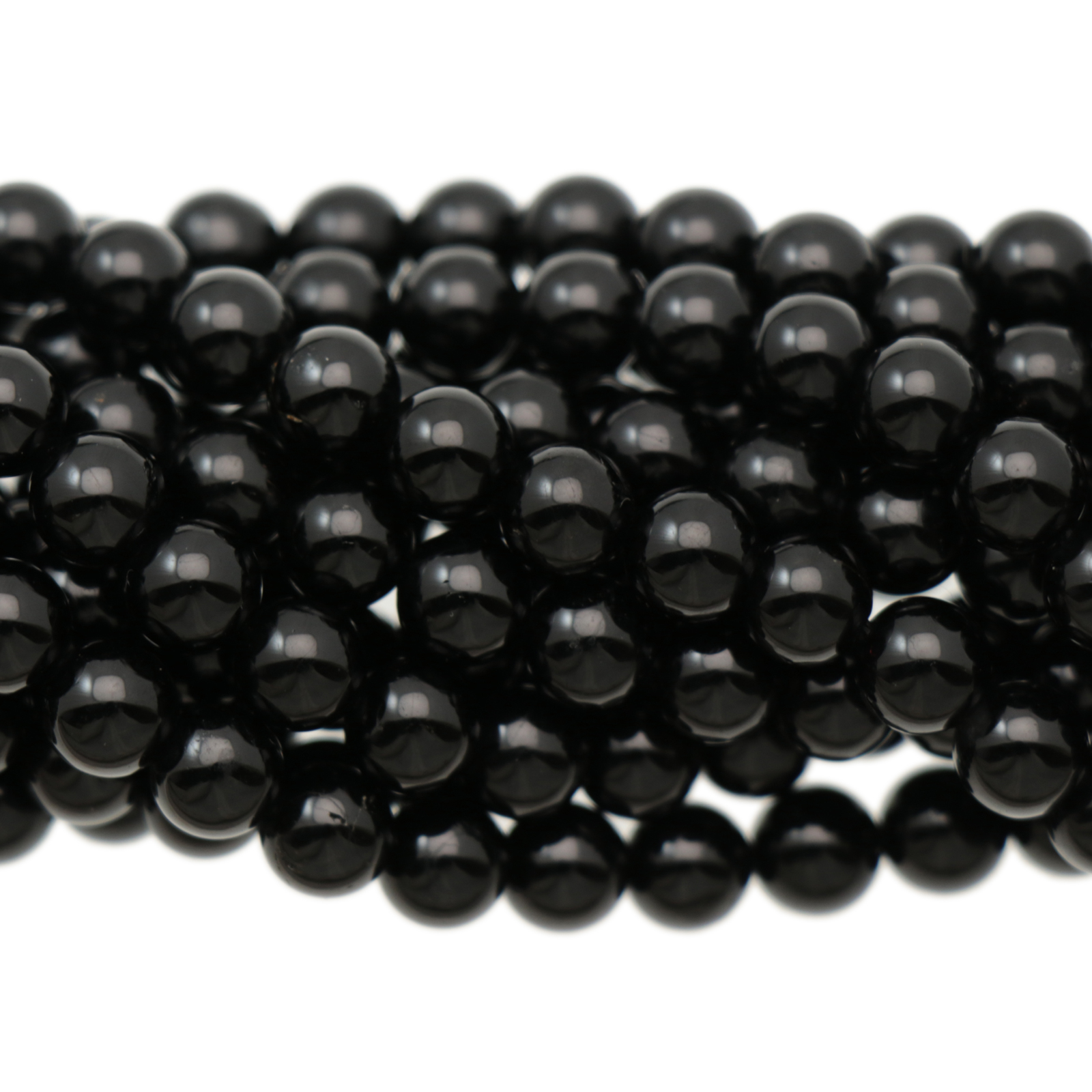 black tourmaline smooth round 6mm | 16-inch strand
