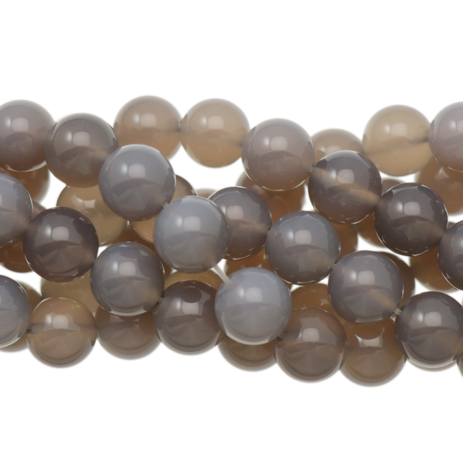 grey agate smooth round 8mm | 16-inch strand