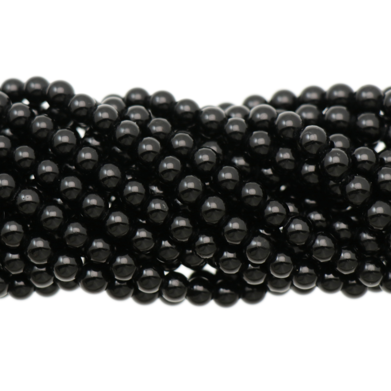 black tourmaline smooth round 4mm | 15pc