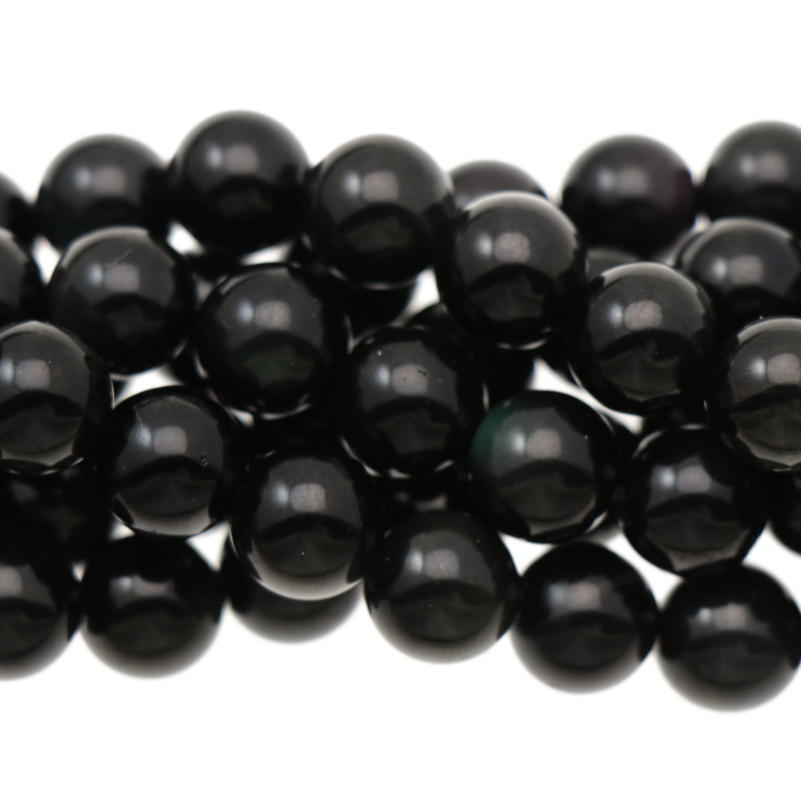black rainbow obsidian smooth round 10mm | 10pc