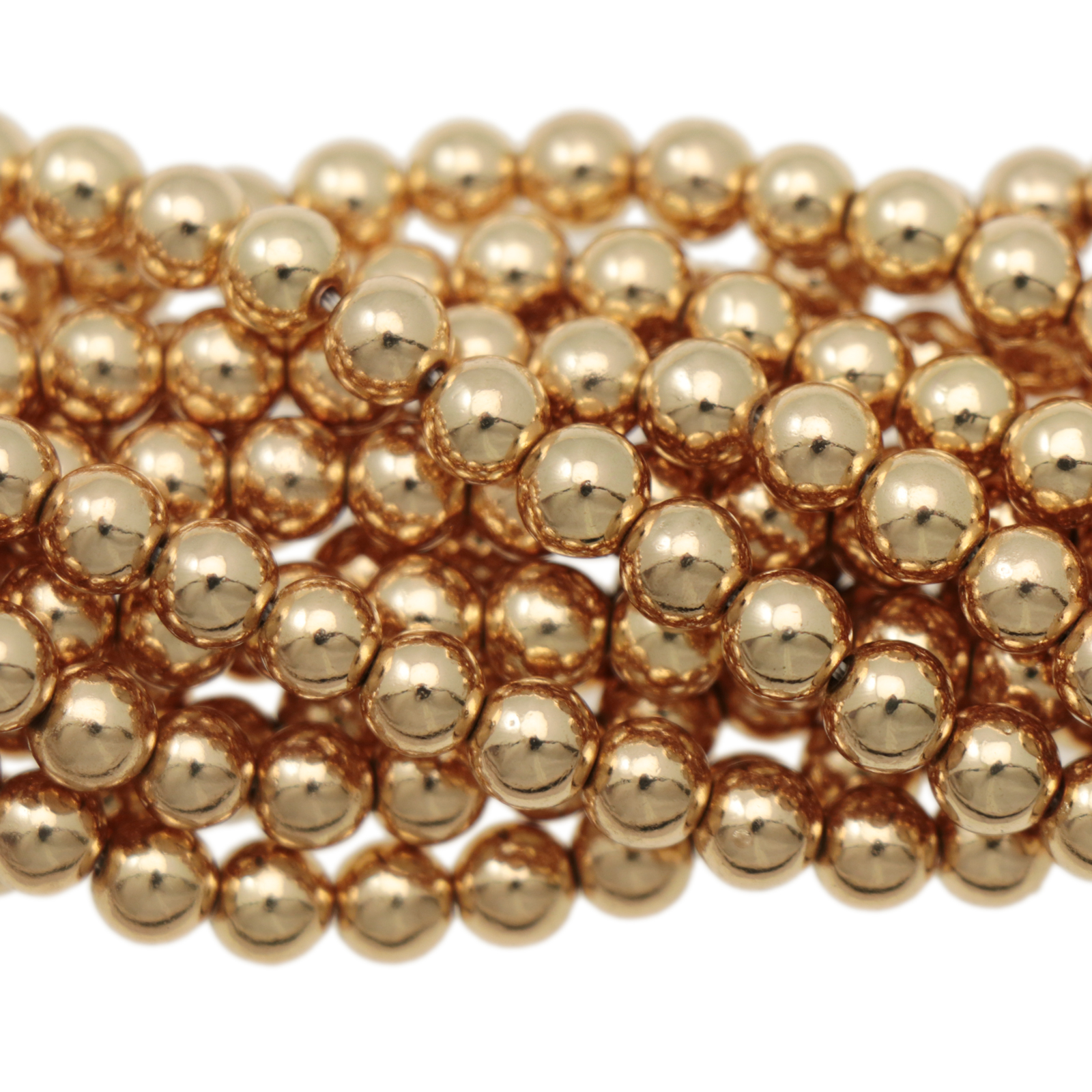 premium gold hematite smooth round 6mm | 15/16-inch strand
