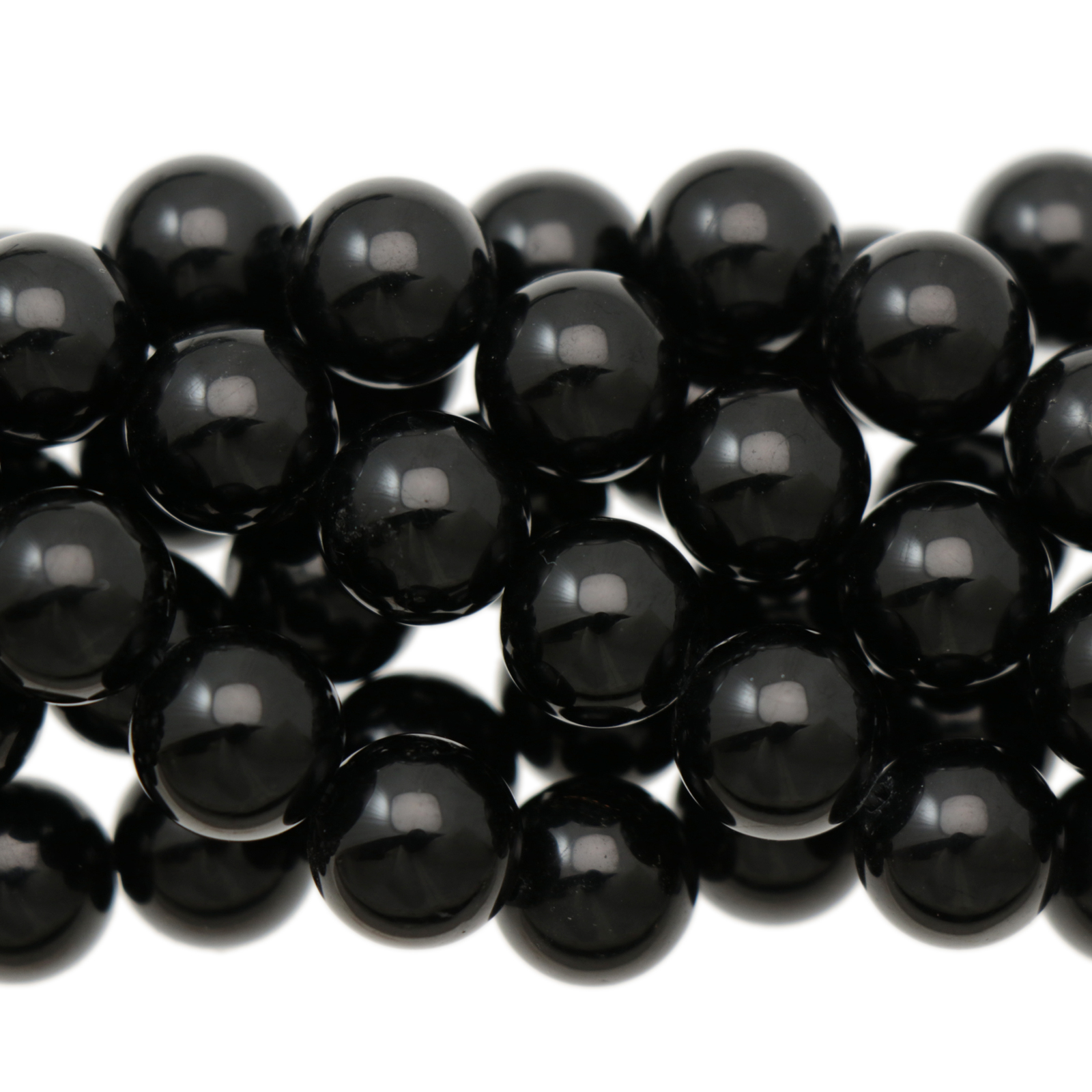 black tourmaline smooth round 10mm | 16-inch strand
