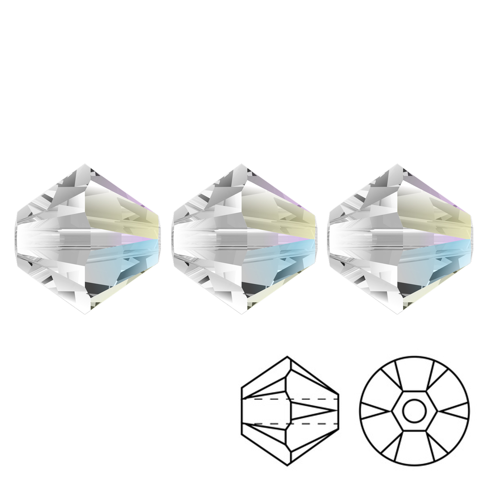 kristall doppelkegel (5328) crystal shimmer 6mm | 20st