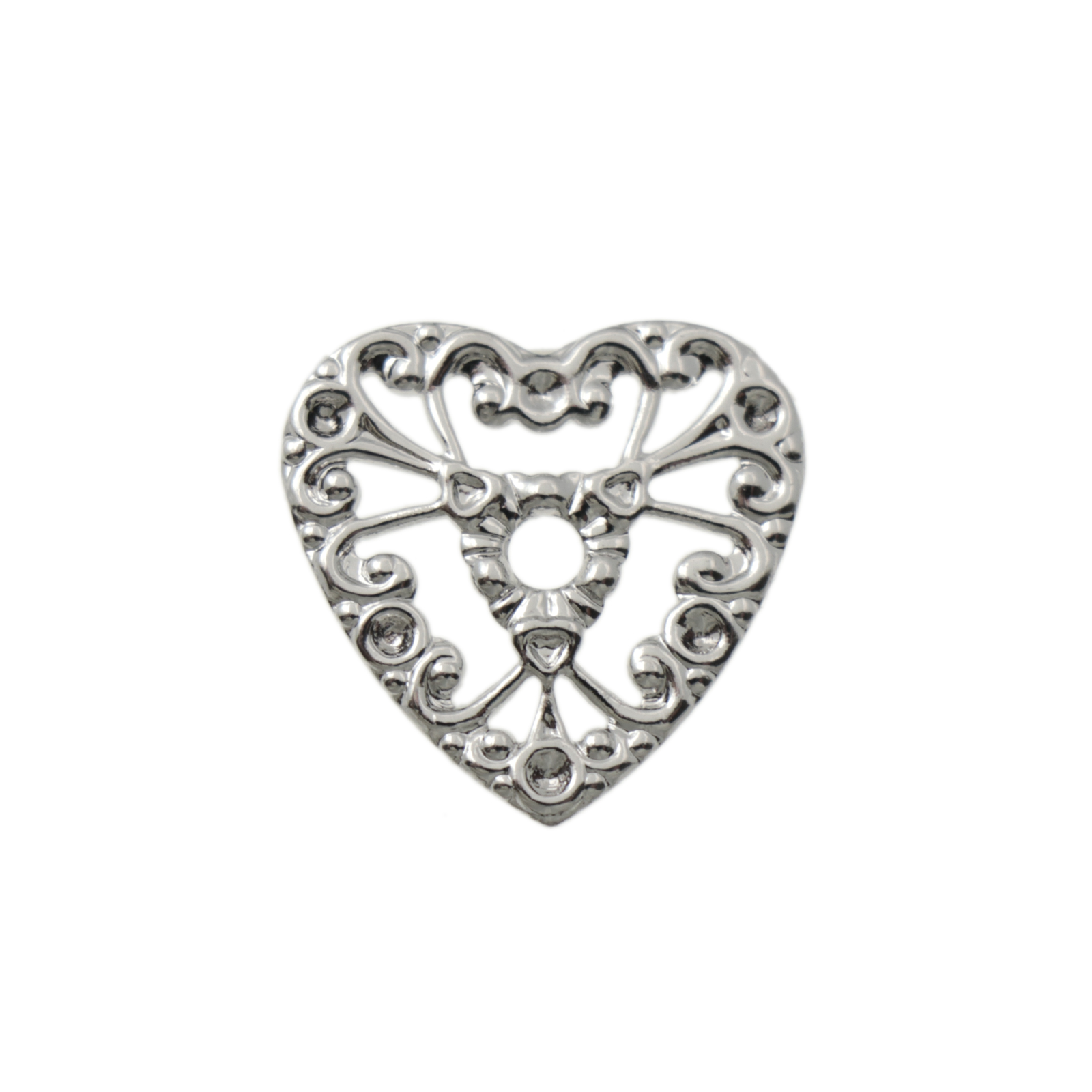 filigran rhodium versilbert herz 17mm | 2st