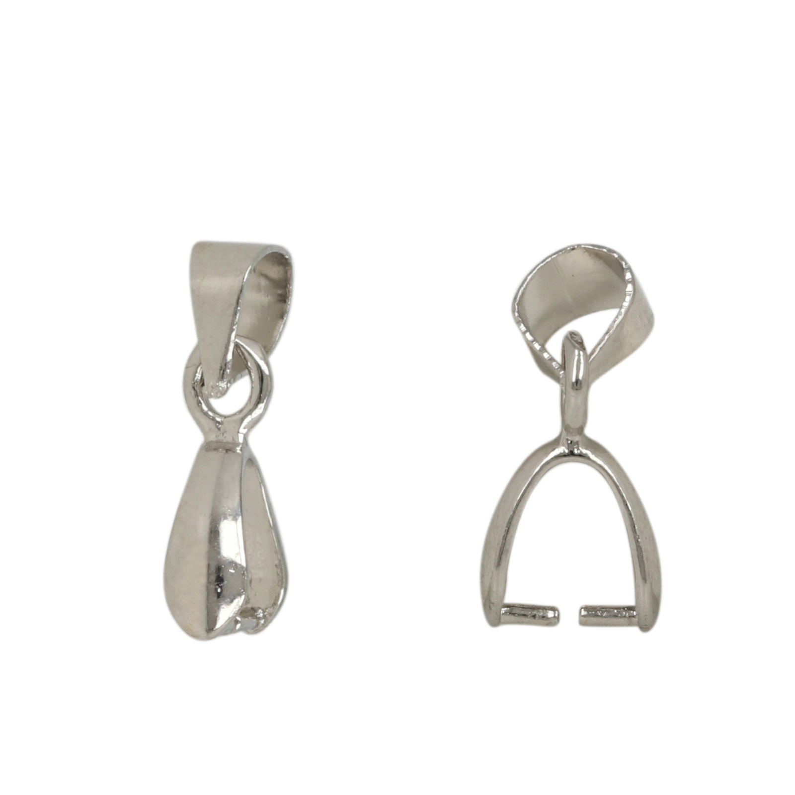 rhodium silver plated pinch bail 10x3mm | 8pc